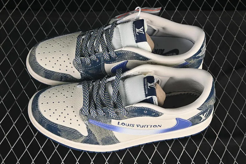 All categories Air Jordan Jordan series basketball shoes Air Jordan 1 Low High-end customized low-top sneakers Travis Scott x Fragment Design x Air Jordan 1 Low OG SP AJ1 Joe 1 LV joint blue jeans low-top cultural and casual sneakers XQ1979-002